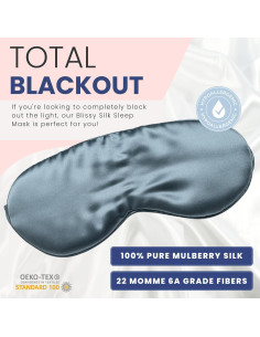 Máscara de Sueño de Seda Blissy - 100% Seda Morera Pura Azul 2