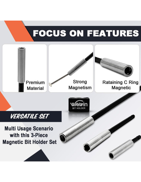 Soporte Magnético para Puntas WAYwin 3 Piezas 7.62-30.48 cm