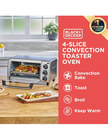 Horno Tostador BLACK+DECKER TO1756SB 4 Rebanadas Acero Inoxidable