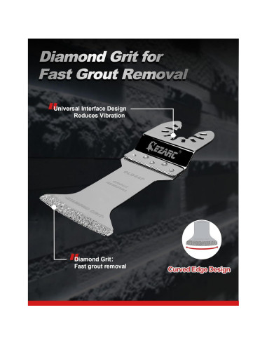 Hoja Oscilante de Diamante EZARC - Paquete de 3 para Limpieza de Mortero