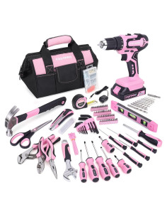 Juego de Herramientas 232 Piezas FASTPRO 20V Rosa con Taladro Inalámbrico