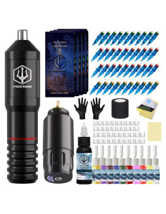 Kit de Tatuaje Inalámbrico Poseidon con 40 Agujas y Fuente de Poder