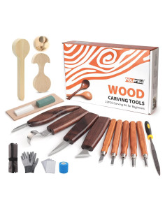 Kit de Tallado en Madera 22PCS con Guantes Anticorte