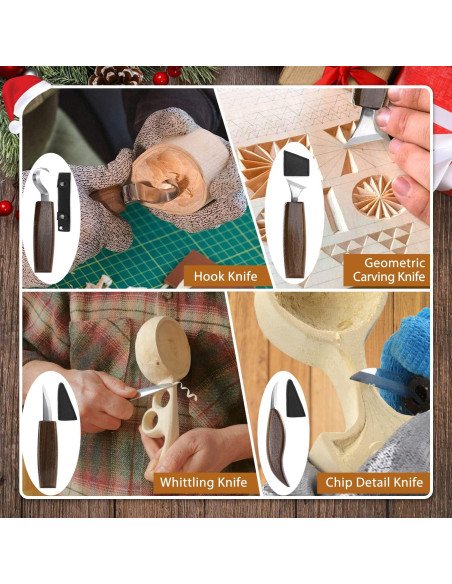 Kit de Tallado en Madera 22PCS con Guantes Anticorte