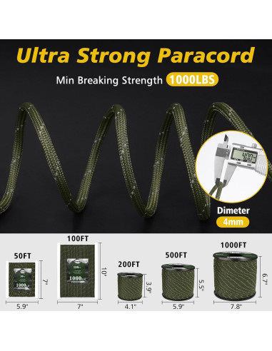 Cuerda Paracord Reflectante 4mm X XBEN 15.24m Verde Amy