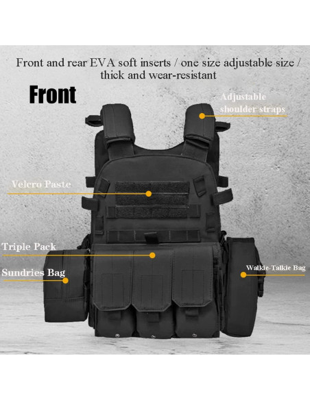 Chaleco Táctico AZB Ajustable para Hombres - Nylon 600D