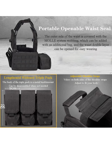 Chaleco Táctico AZB Ajustable para Hombres - Nylon 600D