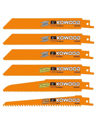 Hoja de sierra recíproca KOWOOD 15 cm HCS Bi-Metal 6 PCS