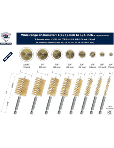 Juego de cepillos de perforación Kwalitistar 8 tamaños latón 2