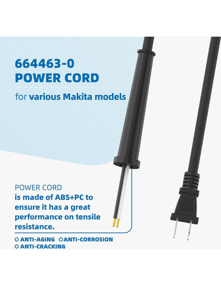 Cable de Alimentación Makita 664463-0 para Sierra y Amoladora