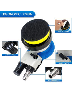 Lijadora de aire mini KUIMIT 3" neumática 11000 RPM 2