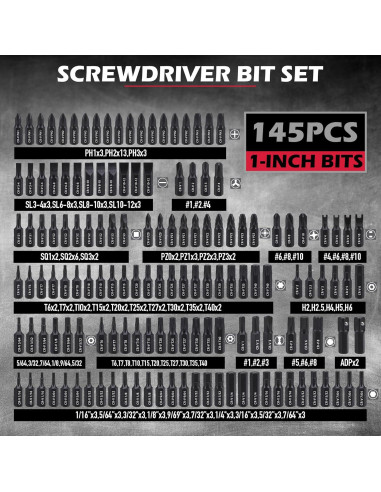 Juego de Puntas de Destornillador SEDY 232 Piezas Cr-V