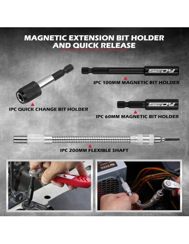 Juego de Puntas de Destornillador SEDY 232 Piezas Cr-V