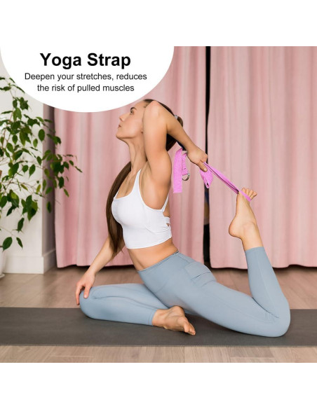 Juego de 2 Bloques de Yoga y Correa FHDUSRYO Rosa EVA 23x15x7.6cm