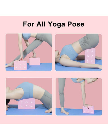 Juego de 2 Bloques de Yoga y Correa FHDUSRYO Rosa EVA 23x15x7.6cm