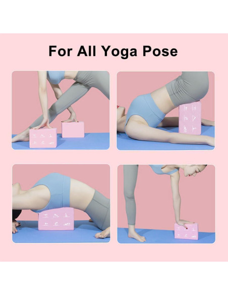 Juego de 2 Bloques de Yoga y Correa FHDUSRYO Rosa EVA 23x15x7.6cm