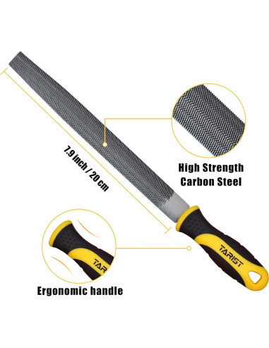 Juego de limas de metal TARIST 3 piezas 20.32 cm acero al carbono