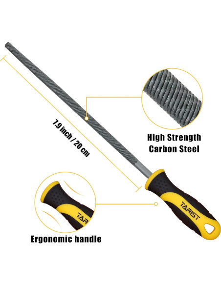 Juego de limas de metal TARIST 3 piezas 20.32 cm acero al carbono