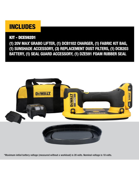 Elevador de Succión DEWALT 20V MAX con Batería 120.2 kg