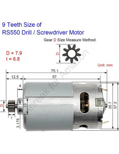 Motor RS550 9.6V 9 Dientes 25000 RPM para Taladros Eléctricos 2