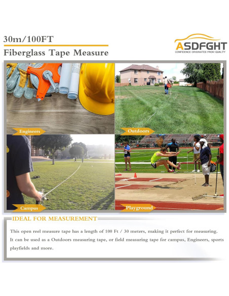 Cinta Métrica de Carrete Abierto 30 m ASDFGHT Doble Lado