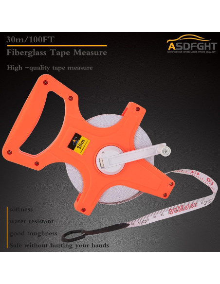 Cinta Métrica de Carrete Abierto 30 m ASDFGHT Doble Lado