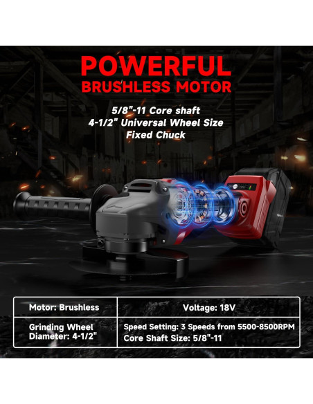 Amoladora Angular Inalámbrica GUNOZE 8500 RPM 4-1/2" Sin Batería