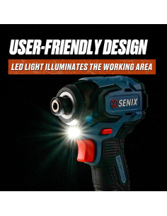 Destornillador de Impacto Inalámbrico SENIX X2 20V 130 Lb-Pie 2