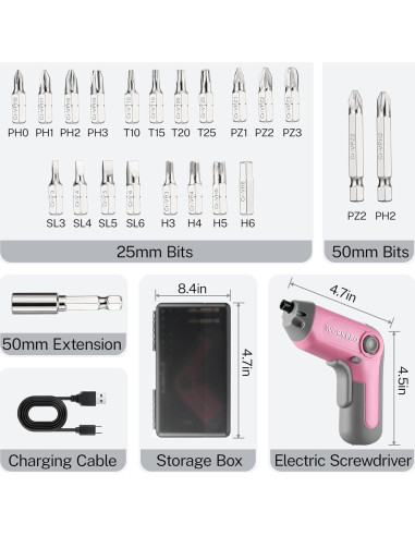 Destornillador Eléctrico Inalámbrico WORKPRO 3.6V con 22 Puntas