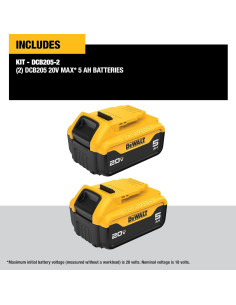 Batería de Litio 5Ah 20V MAX Dewalt DCB205-2 Pack de 2 2