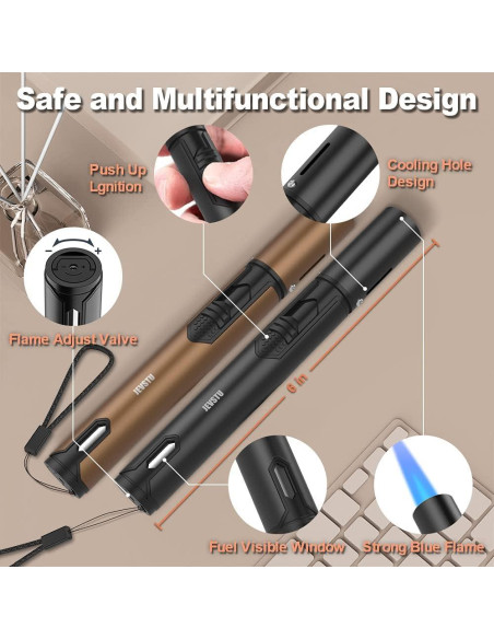 Encendedor de Antorcha JEVSTU Pack de 2 Butano Ajustable
