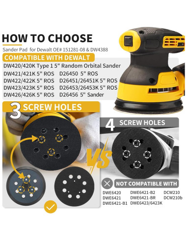 Almohadilla de Lijado 5" DeWalt DW420 DW421 DW422 DW423
