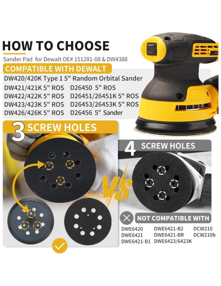 Almohadilla de Lijado 5" DeWalt DW420 DW421 DW422 DW423