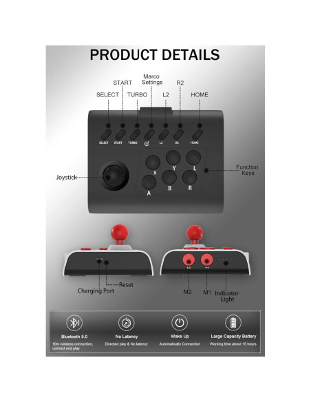 Controlador Arcade Joystick arVin para iPhone Android PC - Negro