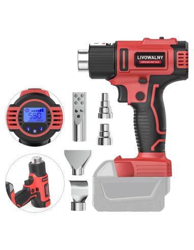 Pistola de Calor Inalámbrica LIVOWALNY 18V 350W LCD 550C