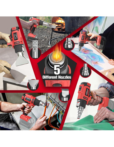 Pistola de Calor Inalámbrica LIVOWALNY 18V 350W LCD 550C