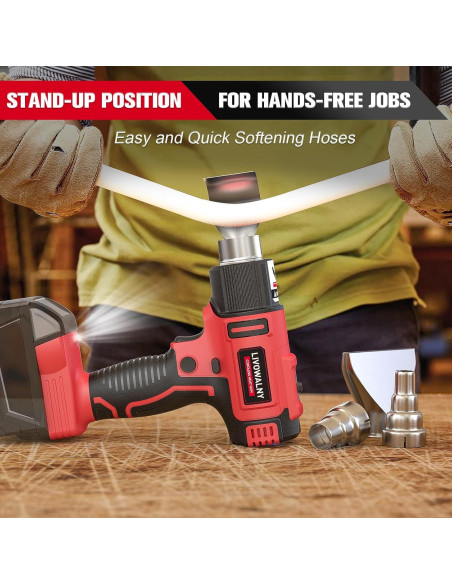 Pistola de Calor Inalámbrica LIVOWALNY 18V 350W LCD 550C