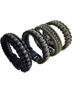 2 Pulseras de Paracord Verde Ejército CIBBALIY 22 cm Tácticas 2