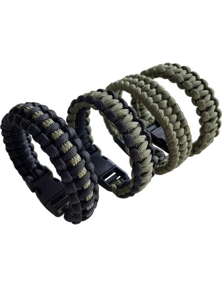 2 Pulseras de Paracord Verde Ejército CIBBALIY 22 cm Tácticas