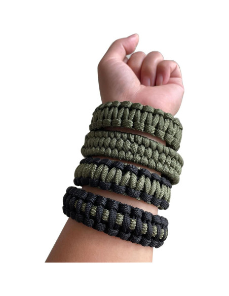2 Pulseras de Paracord Verde Ejército CIBBALIY 22 cm Tácticas