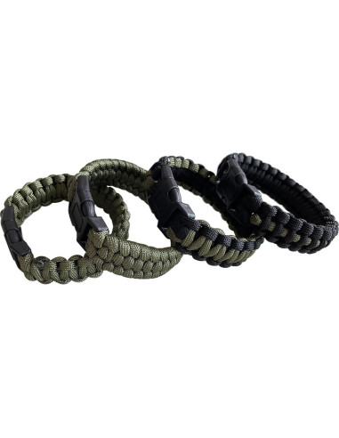 2 Pulseras de Paracord Verde Ejército CIBBALIY 22 cm Tácticas