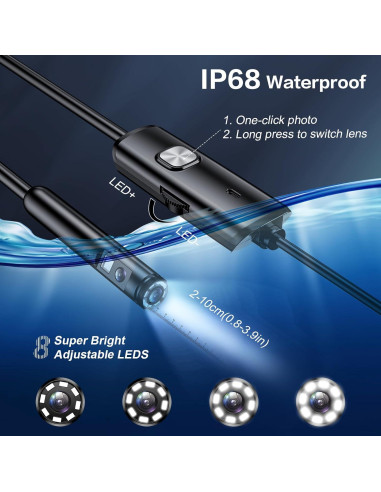 Cámara de Endoscopio Doble Lente CARPDIM 3.5m HD IP68