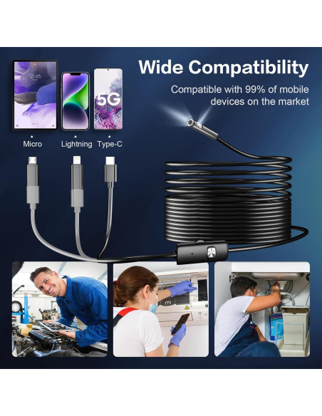 Cámara de Endoscopio Doble Lente CARPDIM 3.5m HD IP68