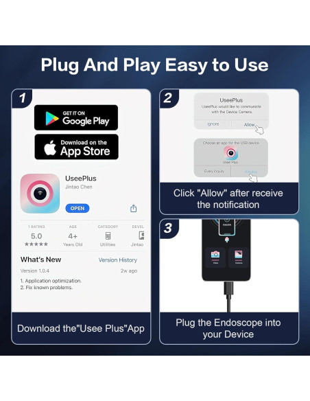 Cámara de Endoscopio Doble Lente CARPDIM 3.5m HD IP68