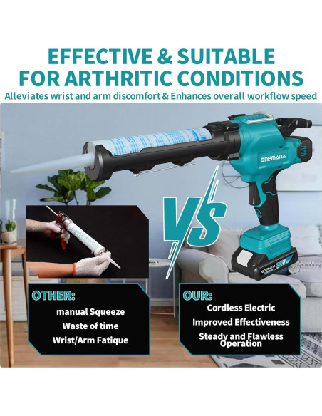 Pistola de Calafateo Eléctrica ONEMANA 20V 300ml Antigoteo