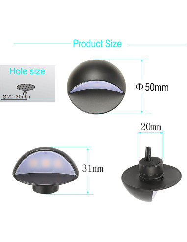 FVTLED Kit de 6 Luces LED Impermeables para Escalones 12V