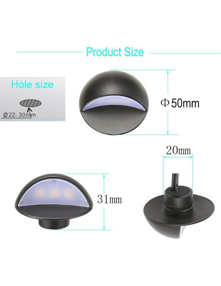 FVTLED Kit de 6 Luces LED Impermeables para Escalones 12V