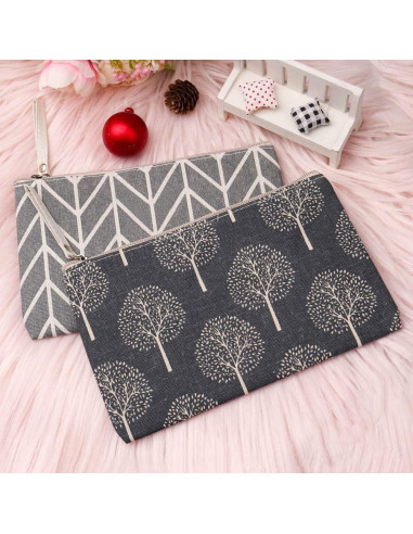 SUMAJU 2 Pcs Bolsa Cosmética Lona Multifuncional 21.8x14 cm