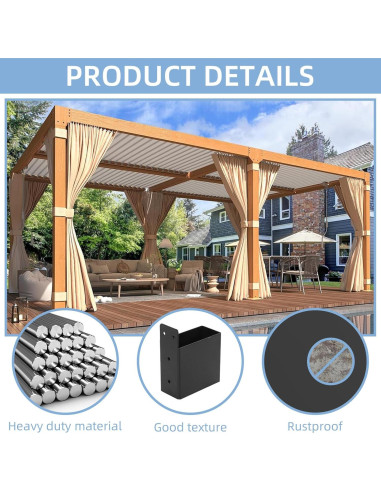 Soporte de Techo para Pérgola Rasugarlary 2x4 - 4 Pcs Acero