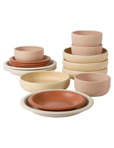 Juego de Platos y Cuencos Cerámica Bloomhouse Corsica Clay 16 Piezas